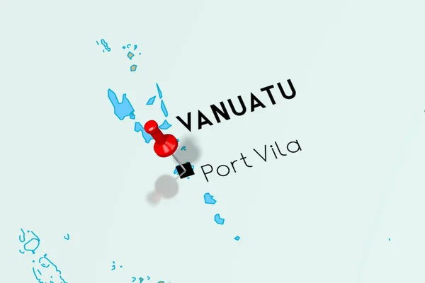 Vanuatu, Port Vila-Capital City, nålas på politisk karta — Stockfoto