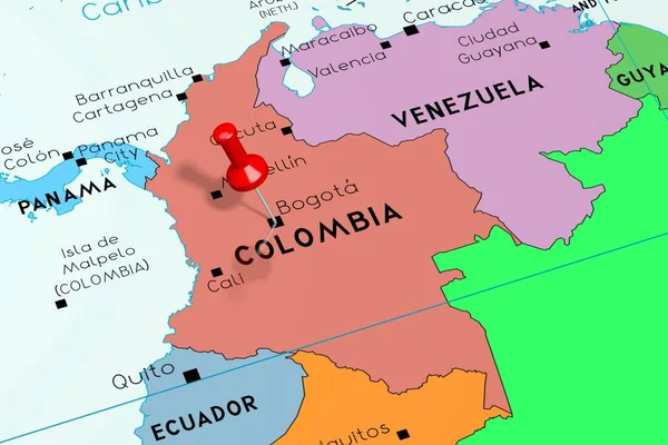 Colombia, Bogotá - capital, en mapa político — Foto de Stock