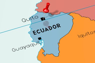 Ekvador, Quito - başkent, siyasi haritaya sabitlenmiş