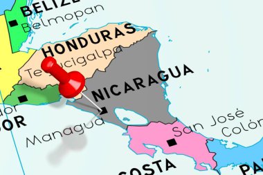 Nikaragua, Managua - başkent, siyasi haritaya sabitlenmiş
