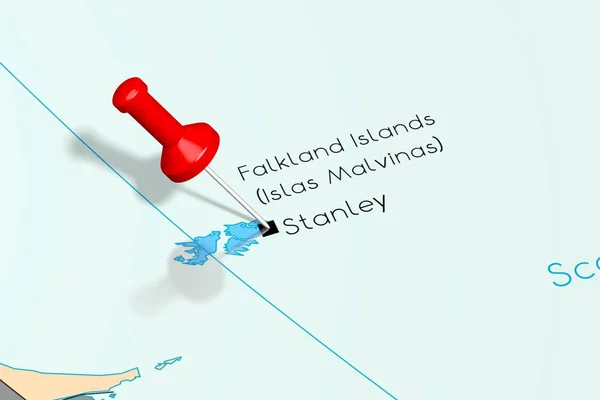 Ilhas Malvinas / Islas Malvinas, Stanley - fixadas no mapa político — Fotografia de Stock