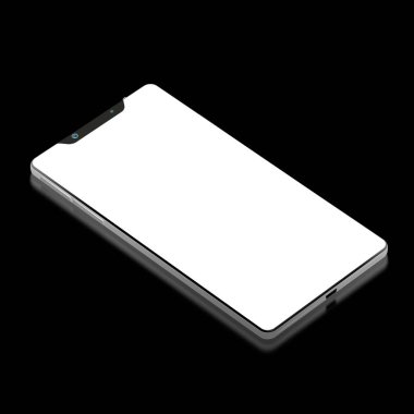siyah arka planda izole 3D modern brandless Smartphone