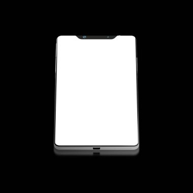 siyah arka planda izole 3D modern brandless Smartphone