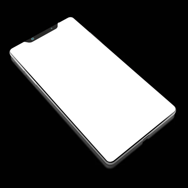 3d 现代无品牌智能手机隔离在黑色背景 — 图库照片