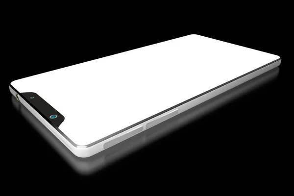 3D moderno smartphone brandless isolato su sfondo nero — Foto Stock