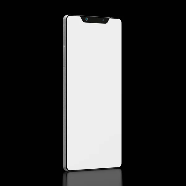 Smartphone moderno sin marca 3D aislado sobre fondo negro —  Fotos de Stock