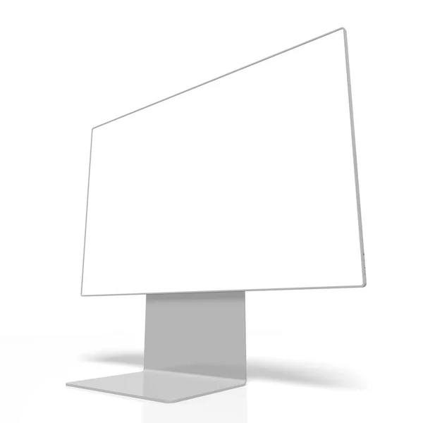 Monitor 3D sem marca com tela vazia no fundo branco — Fotografia de Stock