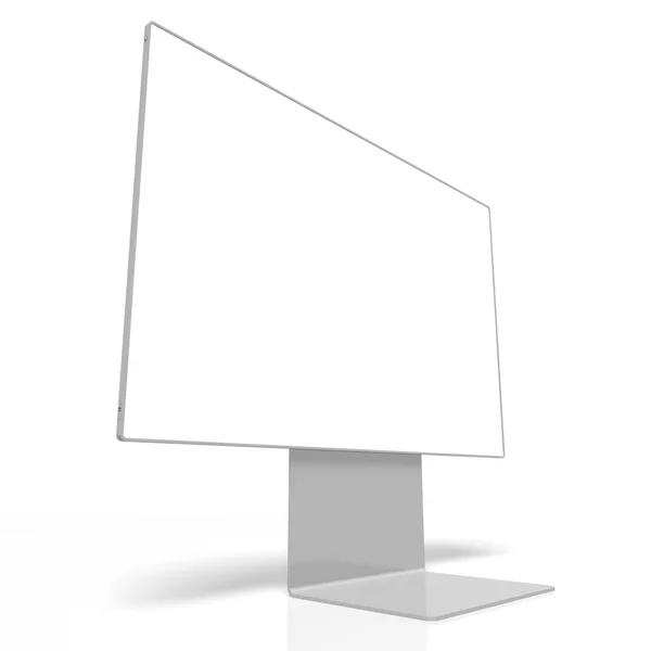 Monitor sin marca 3D con pantalla vacía sobre fondo blanco — Foto de Stock