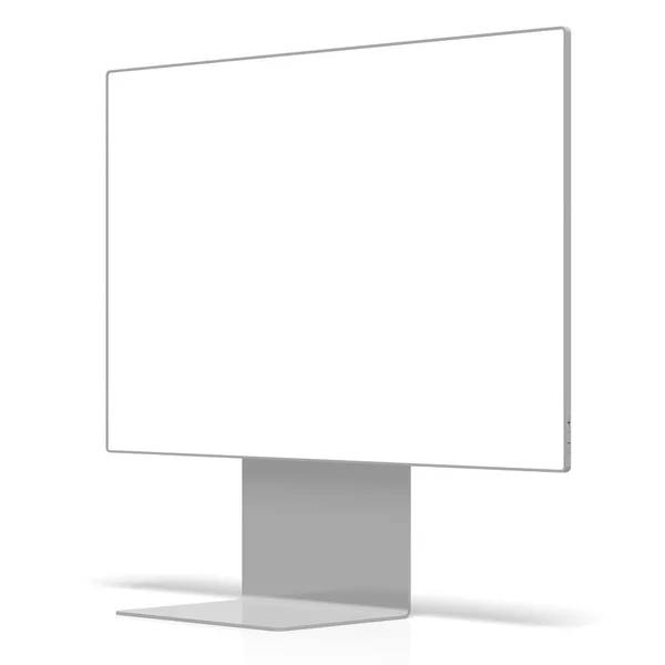 Monitor 3D sem marca com tela vazia no fundo branco — Fotografia de Stock