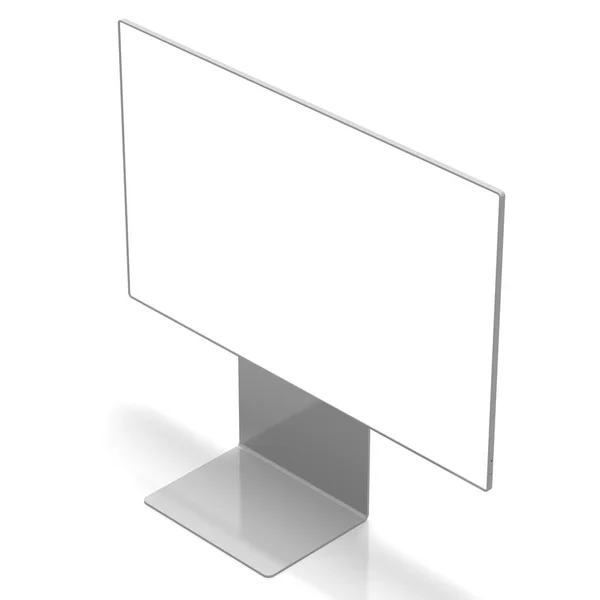 Monitor brandless 3D con schermo vuoto su sfondo bianco — Foto Stock