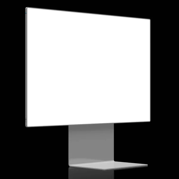 Monitor sin marca 3D con pantalla vacía sobre fondo negro —  Fotos de Stock