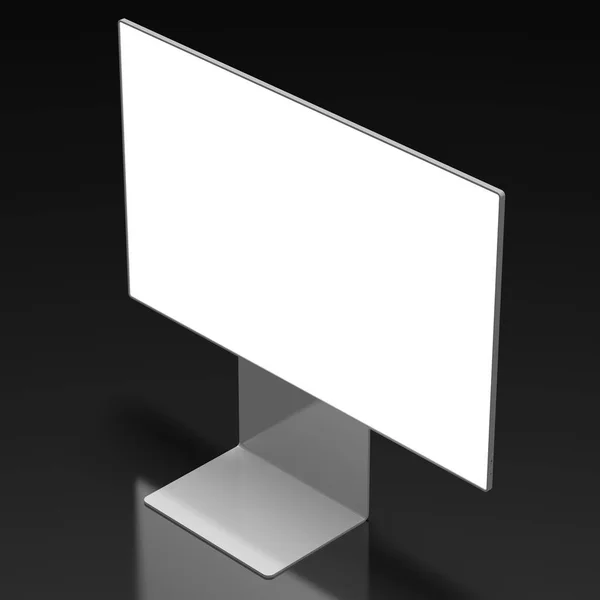 Monitor sin marca 3D con pantalla vacía sobre fondo negro —  Fotos de Stock