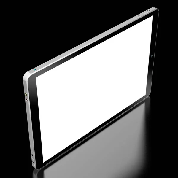 3D brandless tablet with empty screen isolated on black backgrou — Stock Photo, Image