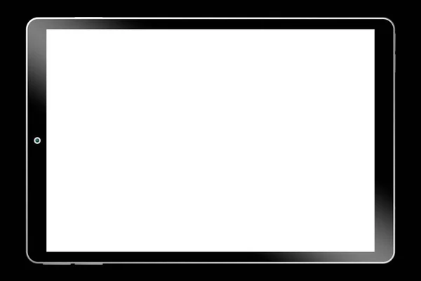 Tablet sem marca 3D com tela vazia isolada no backgrou preto — Fotografia de Stock