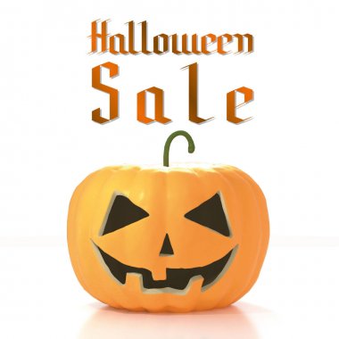Bir kabak ile 3d Halloween satış kartı