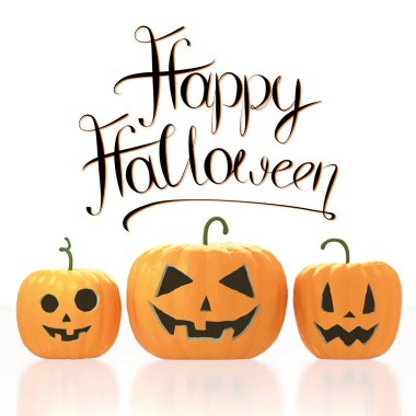 Üç kabak ile 3d Halloween kartı - Mutlu Cadılar Bayramı!