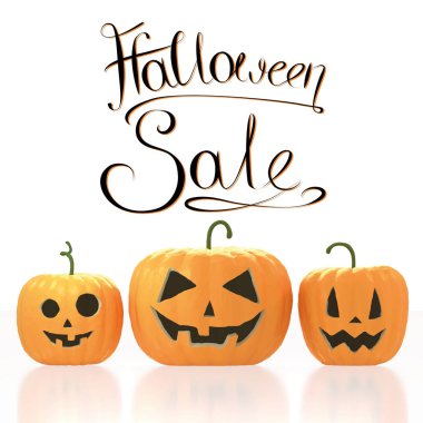 Üç kabak ile 3d Halloween satış kartı