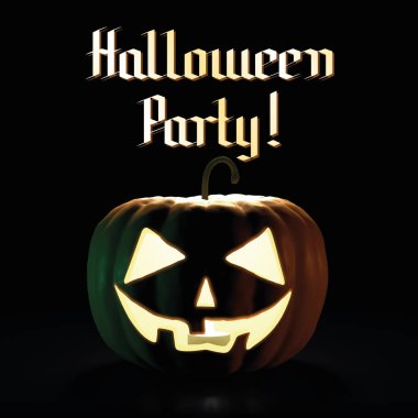 Bir kabak ile 3d Halloween Party kartı