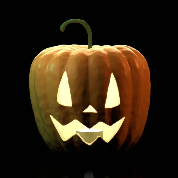 3d halloween kürbis - jack-o-laterne auf schwarzem hintergrund — Stockfoto