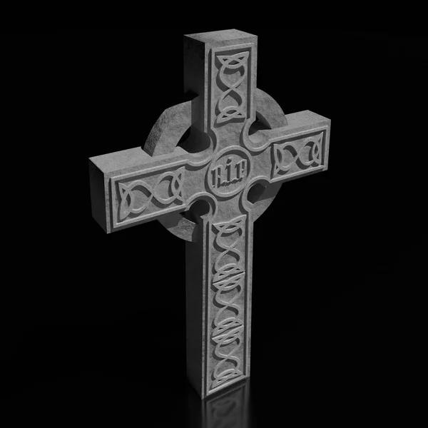 3D кельтський хрест на чорному тлі — стокове фото