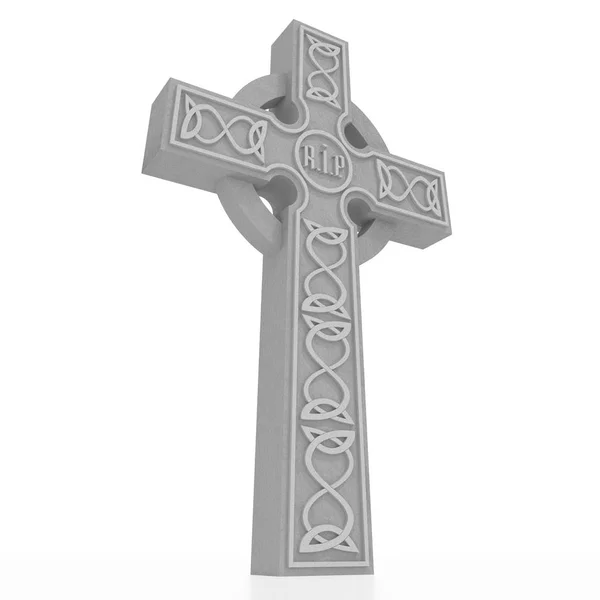 3D кельтський хрест на білому тлі — стокове фото