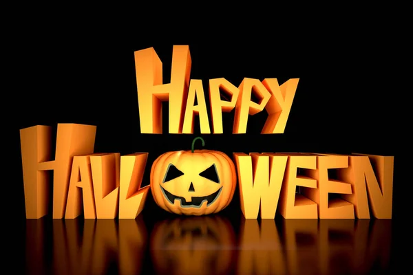 Happy Halloween tekst op zwarte achtergrond — Stockfoto