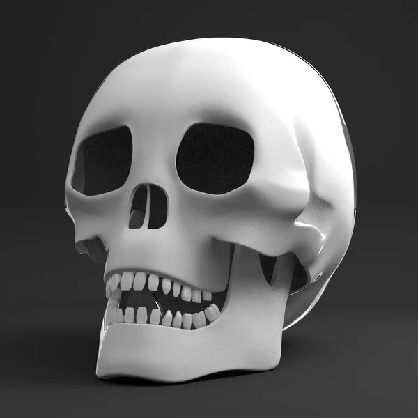 黑色背景上的 3d 人类头骨 — 图库照片