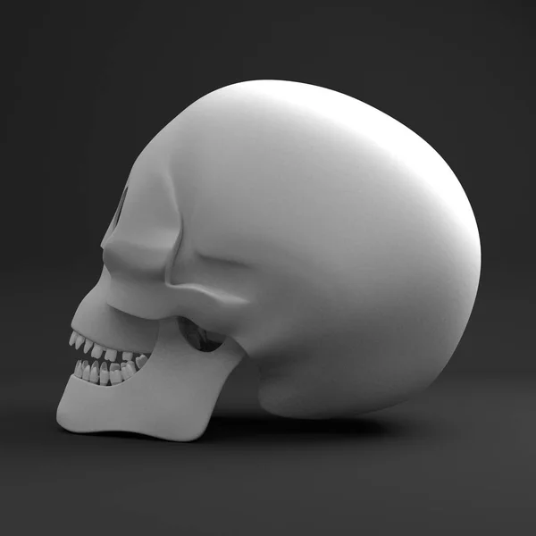 3D ludzka czaszka na czarnym tle — Zdjęcie stockowe