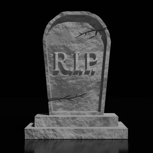 3D могила с покоем в мире (RIP) буквы, черный фон — стоковое фото