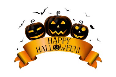 Bir kurdele ile Mutlu Cadılar Bayramı kavramı, kabaklar (Jack o Fenerler