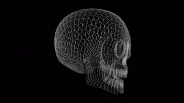 3d 4k tel kafes insan kafatası - siyah arka plan üzerinde izole