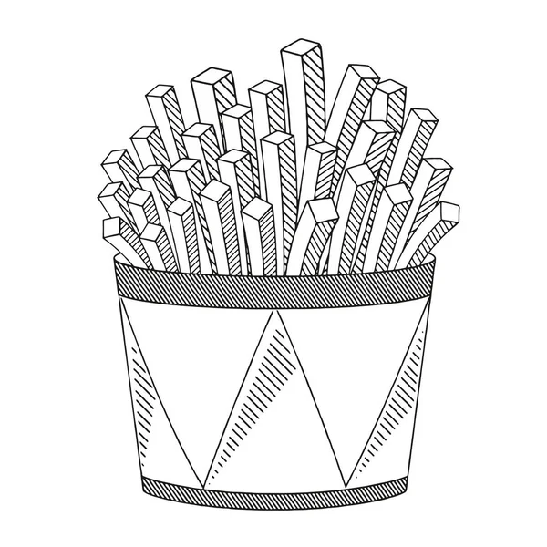 炸薯条 黑白插图 — 图库矢量图片