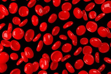 3d kırmızı kan hücreleri - siyah arka plan üzerinde izole