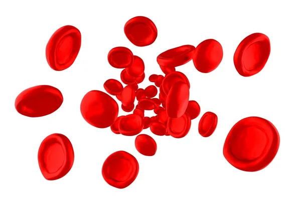 在白色背景上分离的3d红血球 — 图库照片