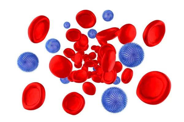 3D赤血球、ウイルス細胞 - 感染概念 — ストック写真