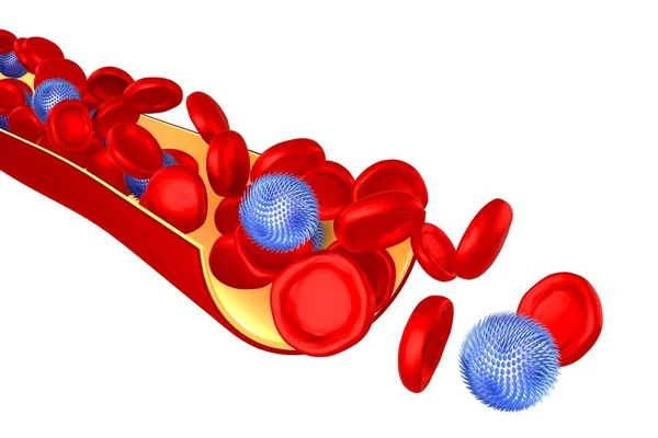 Vena 3D, cellule del sangue, cellule virali — Foto Stock