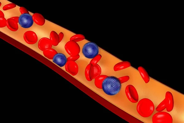 3D вена, кров'яні клітини, вірусні клітини — стокове фото