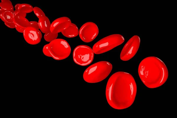 Células vermelhas do sangue 3D - isoladas em fundo preto — Fotografia de Stock