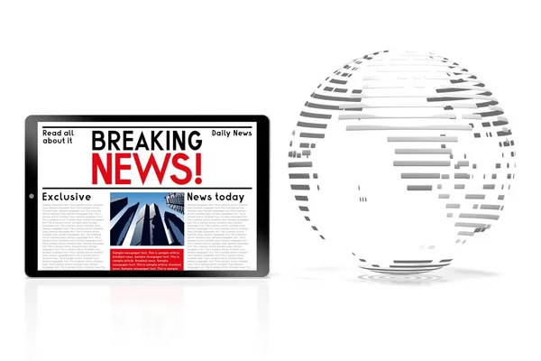 Concepto de noticias 3D, tableta — Foto de Stock