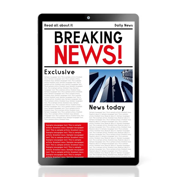 Tablet moderno 3D - conceito de notícias — Fotografia de Stock