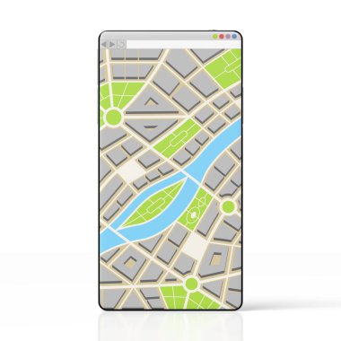 3d akıllı telefon, harita konsepti