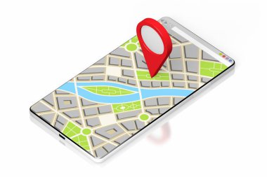 3d akıllı telefon, harita - konum kavramı