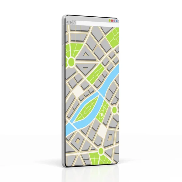 Smartfon 3D, koncepcja mapy — Zdjęcie stockowe