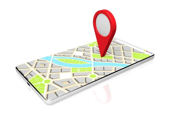 Smartphone 3D, mapa - conceito de localização — Fotografia de Stock