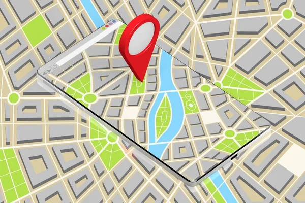 Smartphone 3D, mapa - conceito de localização — Fotografia de Stock