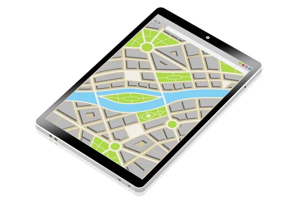 Tablet 3D, conceito de mapa — Fotografia de Stock