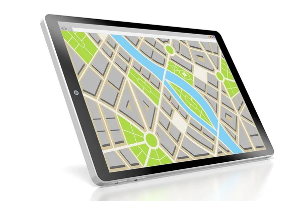 Tablet 3D, conceito de mapa — Fotografia de Stock