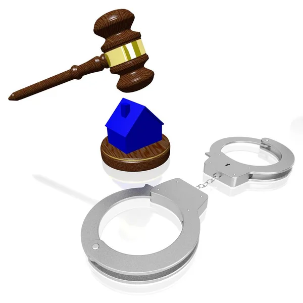 3D法 犯罪の概念 家の形 — ストック写真