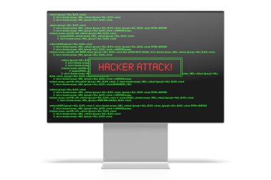 3d hacker saldırı konsepti - bilgisayar monitörü