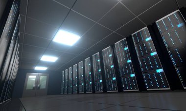 3d sunucu odası / veri merkezi - depolama, sunucu kavramı